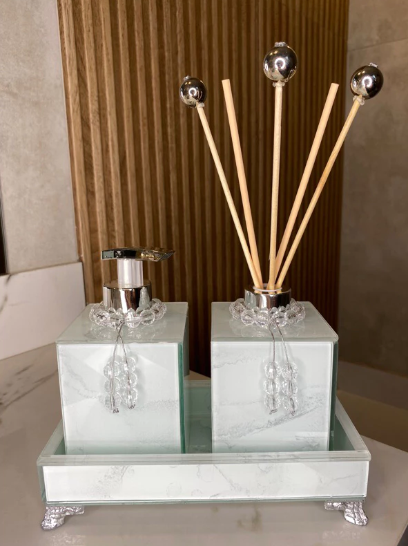 Conjunto Completo Lavabo Luxo com Efeito Mármore | Alma & Casa