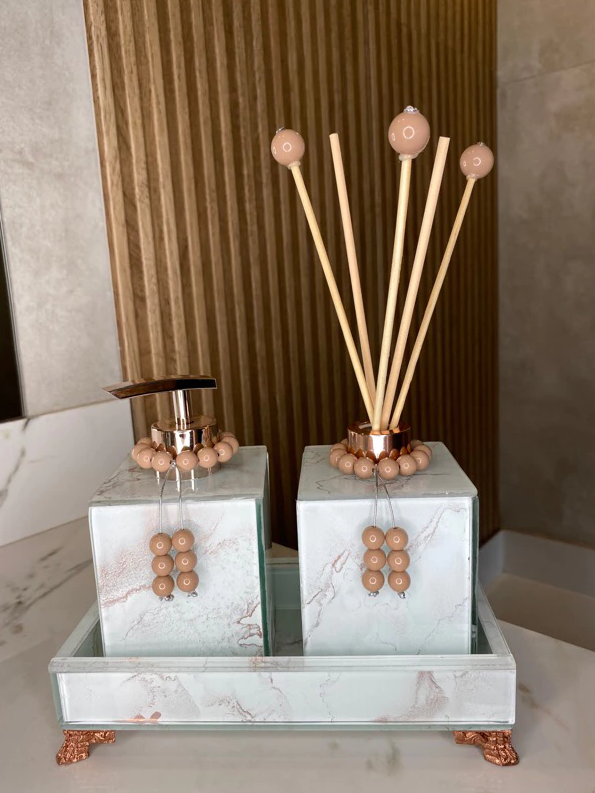 Conjunto Completo Lavabo Luxo com Efeito Mármore | Alma & Casa