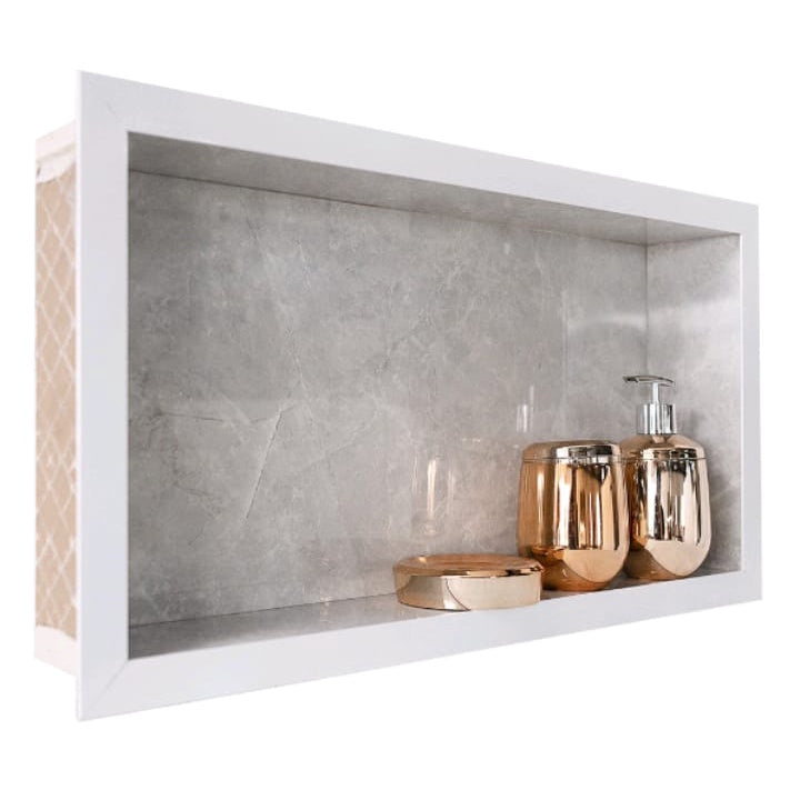 Nicho em porcelanato para banheiro Cinza porta shampoo prateleira envio imediato promoção