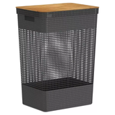 Cesto de Roupas Grid Luxo com Tampa de Bambu 49L | Alma & Casa