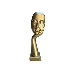Estatueta Enfeite Decorativo Mão Na Face Escultura De Gesso