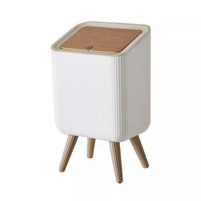 Lixeira Branca 8L com Pés de Madeira: Design e Elegância | Alma & Casa