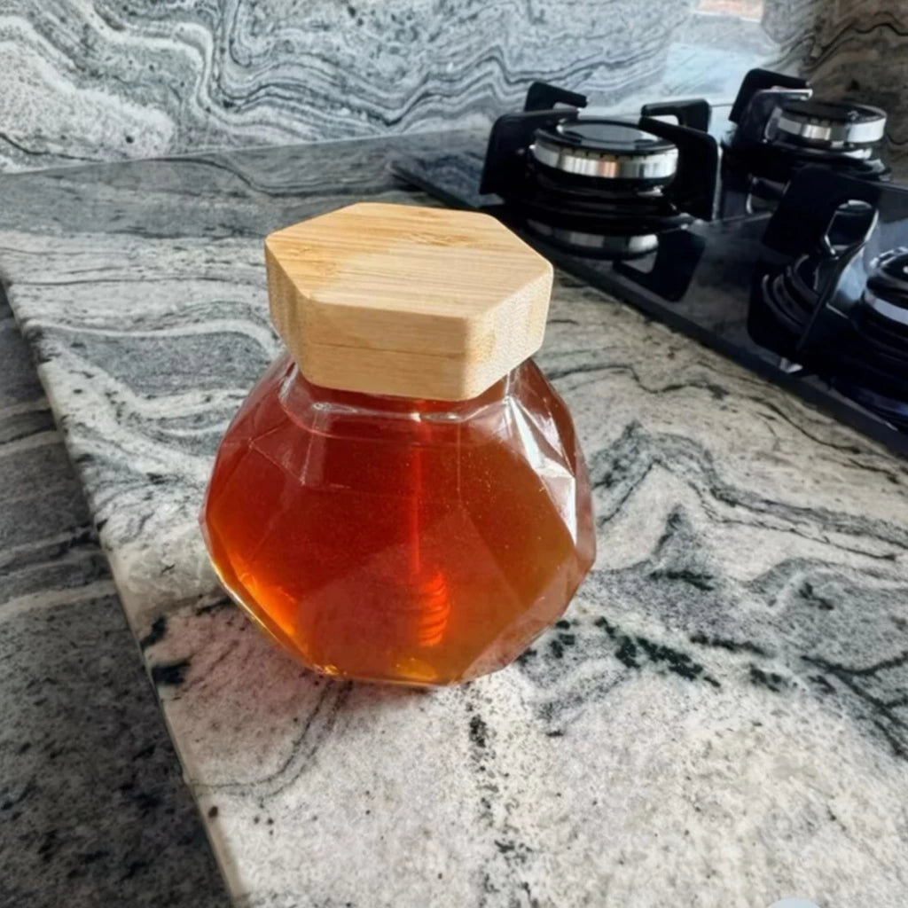 Meleira de Vidro 200ml com Tampa Bambu | Alma & Casa