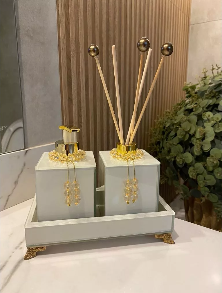 Conjunto Completo Lavabo Luxo com Efeito Mármore | Alma & Casa