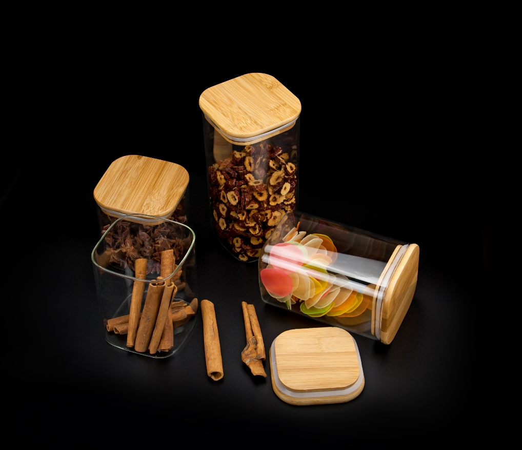 Potes de Vidro Bambu, 6 pcs - Organização com Estilo: | Alma & Casa