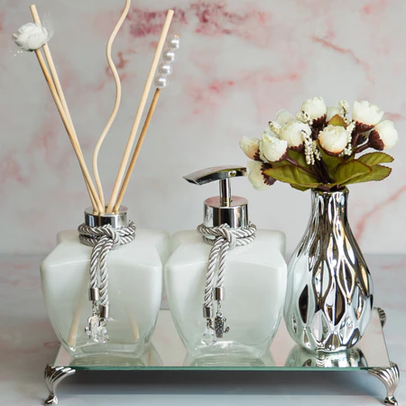 Conjunto Lavabo Luxo Bahamas com Bandeja Espelhada | Alma & Casa