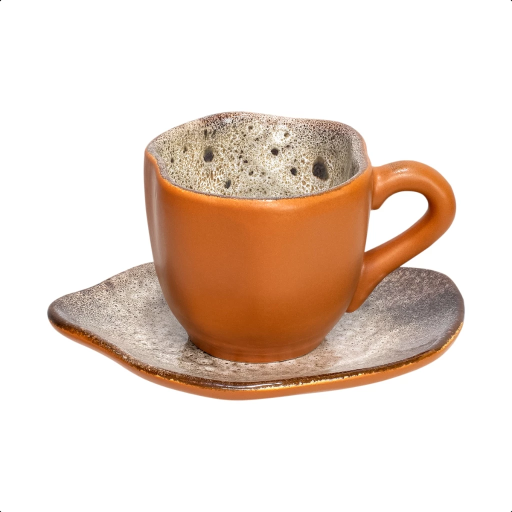 Xícara Orgânica com Pires 180ml: Arte na Mesa | Alma & Casa
