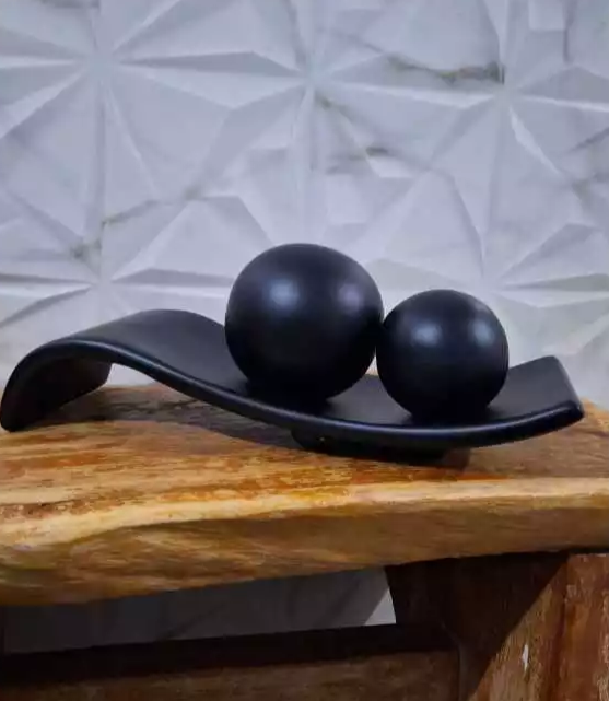Rampa com 2 Esferas Decoração Cerâmica Centro de Mesa