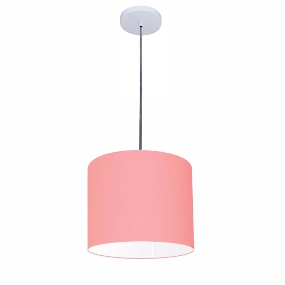 Lustre Luminária Pendente Vivare Free Lux PE-4105BR Cúpula em Tecido 20x22cm