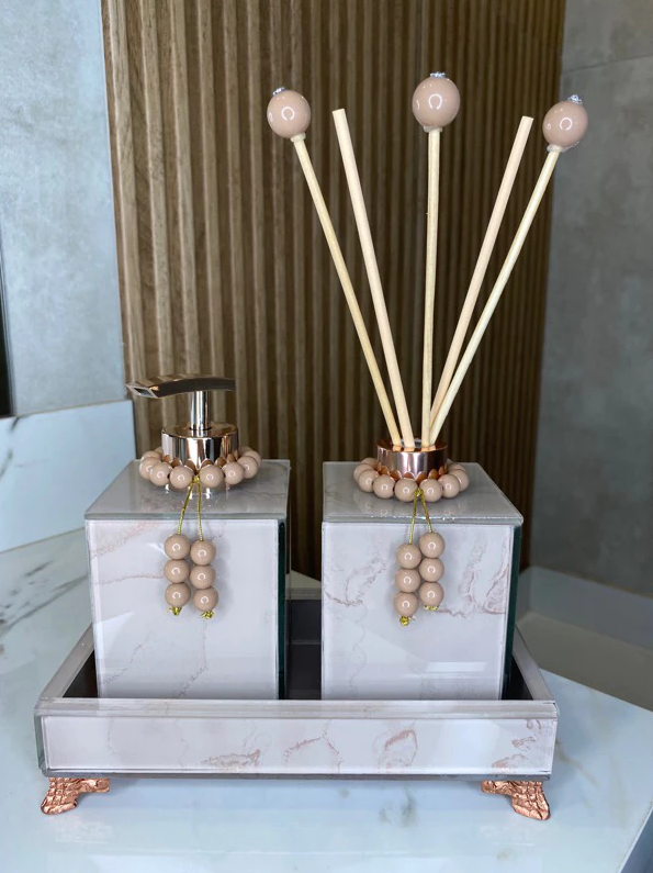 Conjunto Completo Lavabo Luxo com Efeito Mármore | Alma & Casa