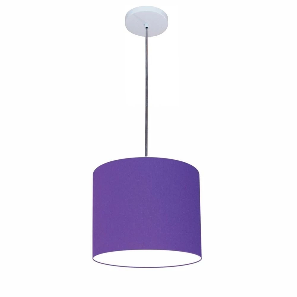 Lustre Luminária Pendente Vivare Free Lux PE-4105BR Cúpula em Tecido 20x22cm