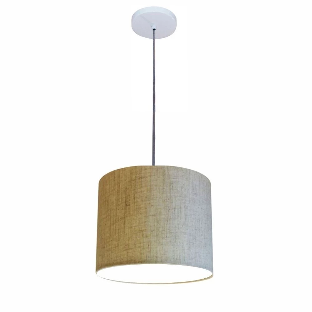Lustre Luminária Pendente Vivare Free Lux PE-4105BR Cúpula em Tecido 20x22cm