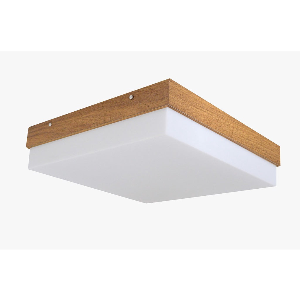 Luminária Plafon de MDF Louro Freijó com Difusor LED | Alma & Casa