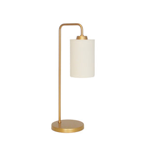 Abajur Dourado Retrô com Cúpula Cru – Sofisticação e Aconchego | Alma & Casa