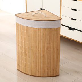 Cesta de Bambu Triangular 48L Dobrável e Elegante | Alma & Casa