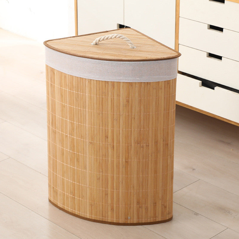 Cesta de Bambu Triangular 48L Dobrável e Elegante | Alma & Casa