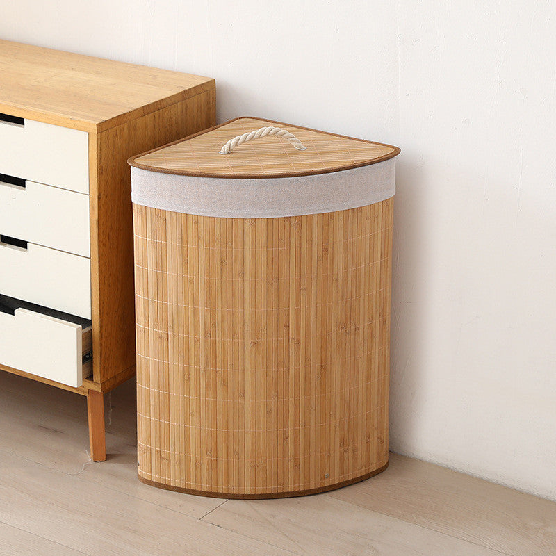 Cesta de Bambu Triangular 48L Dobrável e Elegante | Alma & Casa