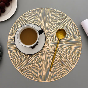 Sousplat Dourado Redondo PVC – Kit 6 Lugares | Alma & Casa