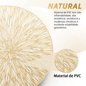 Sousplat Dourado Redondo PVC – Kit 6 Lugares | Alma & Casa