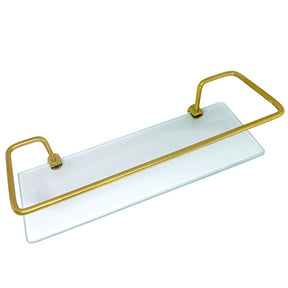 Kit C/ 2 Porta Shampoo Reto Para Banheiro e Lavabo Suporte Prateleira Dourado Com Vidro Incolor