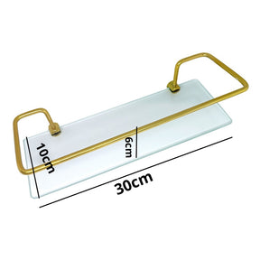 Kit C/ 2 Porta Shampoo Reto Para Banheiro e Lavabo Suporte Prateleira Dourado Com Vidro Incolor