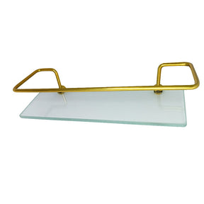 Kit C/ 2 Porta Shampoo Reto Para Banheiro e Lavabo Suporte Prateleira Dourado Com Vidro Incolor