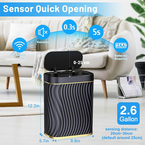Lixeira com Sensor Touch 8L Preta: Elegância e Praticidade | Alma & Casa