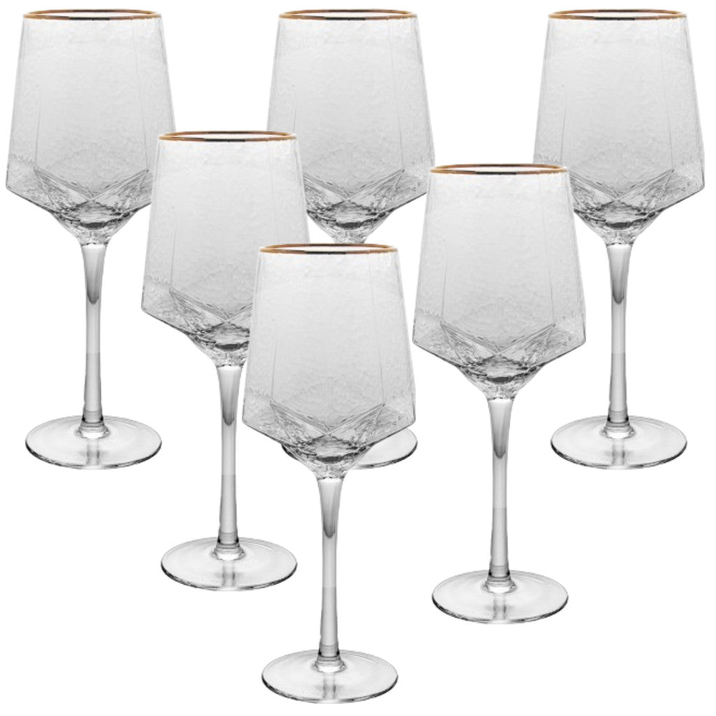 Taças de Cristal Luxo com Borda Dourada 600ml | Alma & Casa