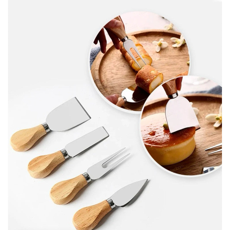 Kit de Facas para Queijo em Inox e Madeira | Alma & Casa