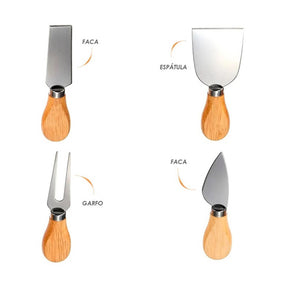 Kit de Facas para Queijo em Inox e Madeira | Alma & Casa