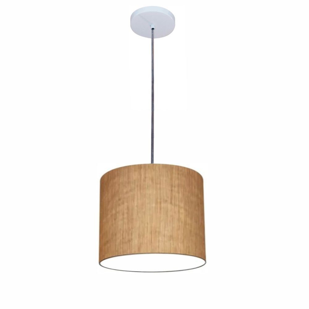Lustre Luminária Pendente Vivare Free Lux PE-4105BR Cúpula em Tecido 20x22cm