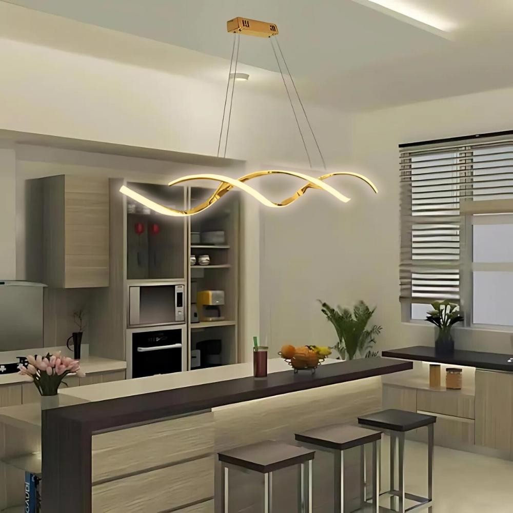 Lustre Pendente Espiral LED – Escultura de Luz | Alma & Casa