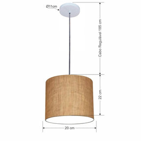 Lustre Luminária Pendente Vivare Free Lux PE-4105BR Cúpula em Tecido 20x22cm