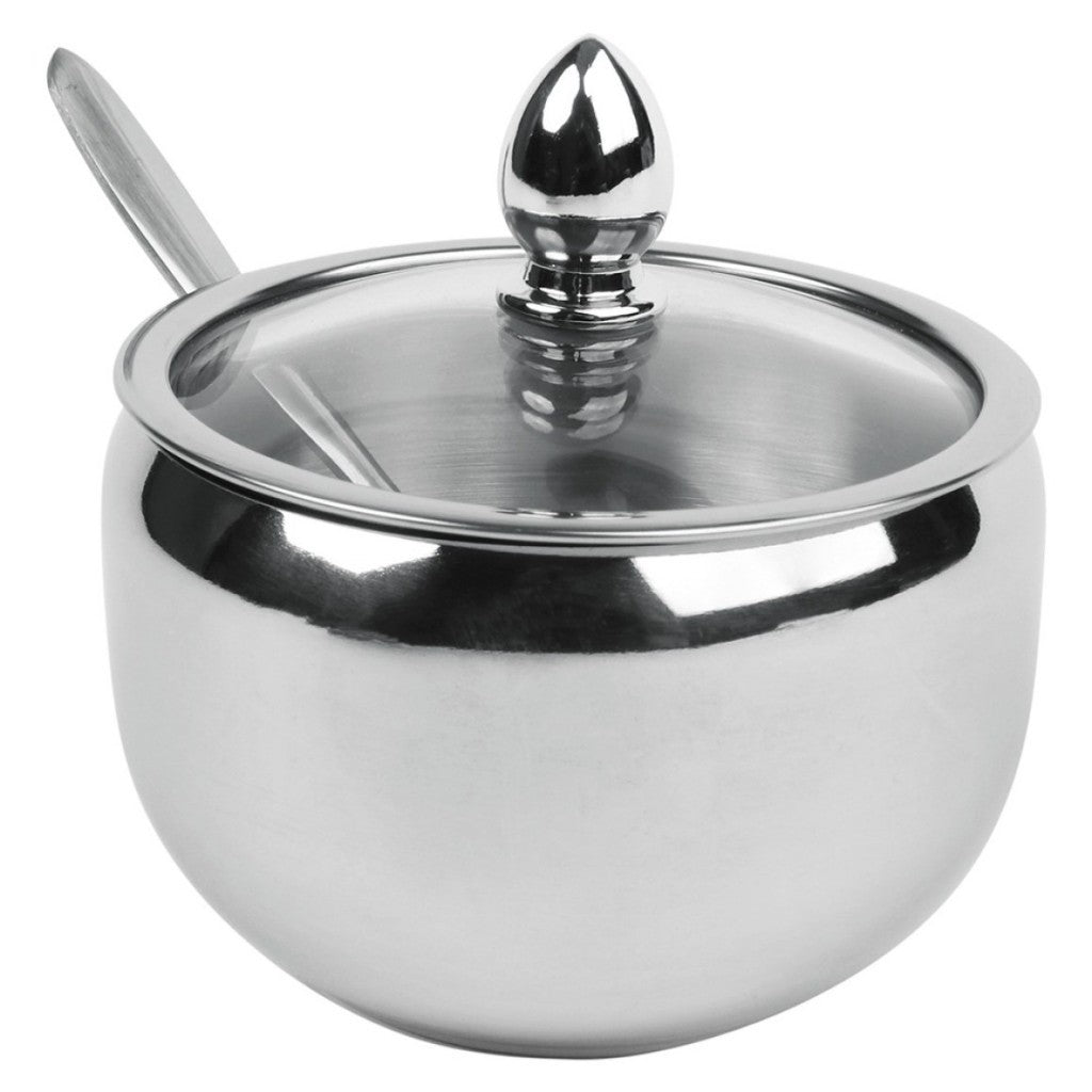 Açucareiro de Inox com Tampa de Vidro Elegante | Alma & Casa