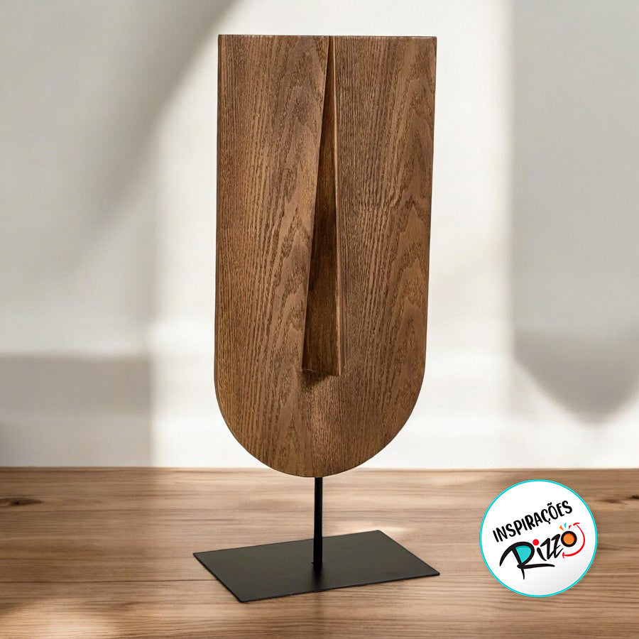 Escultura Face Abstrata em Poliresina Madeira | Alma & Casa
