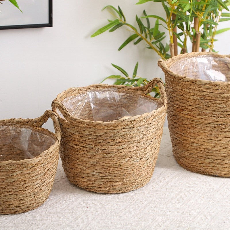 Cesto Cachepot de Palha Natural  – Elegância e Natureza 01 pça | Alma & Casa
