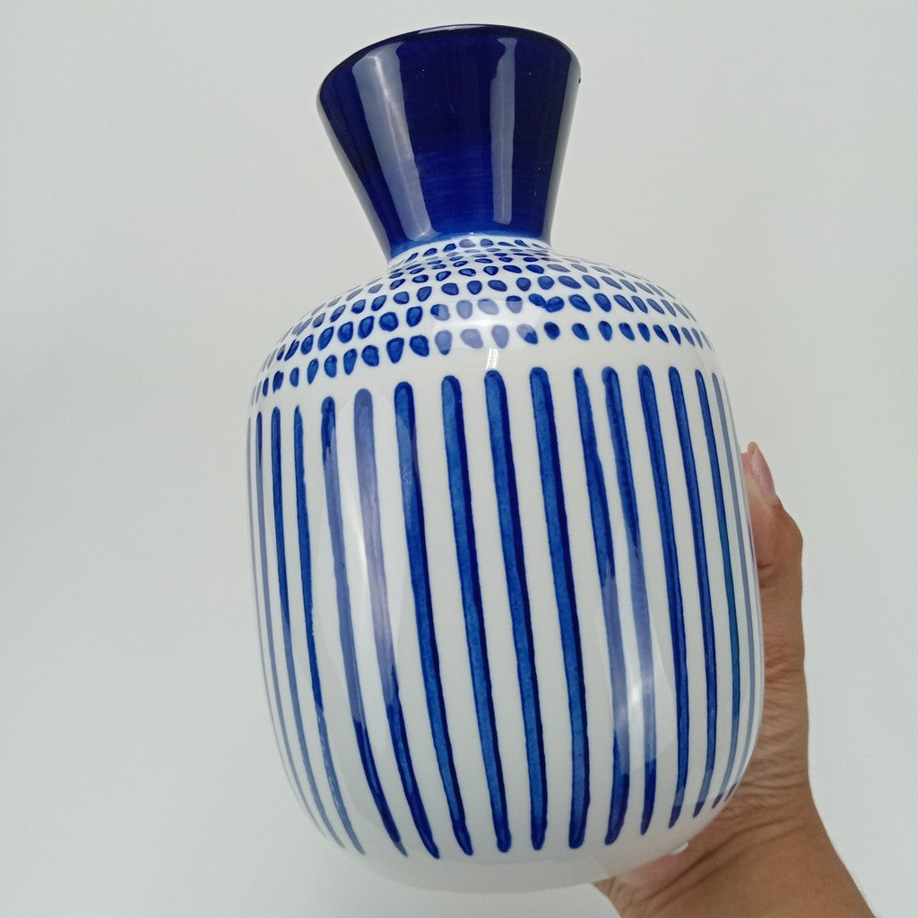 Vaso Decorativo em Cerâmica Azul Elegante | Alma & Casa