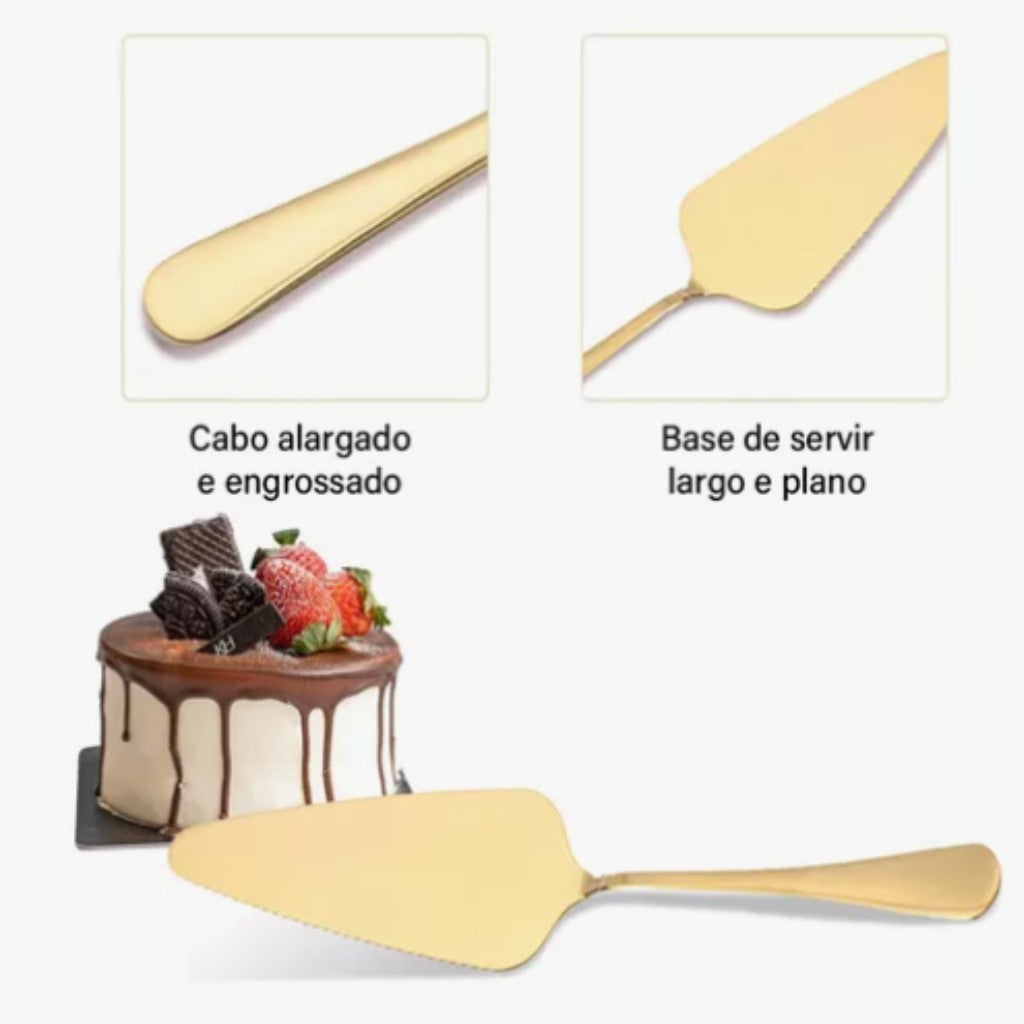 Espátula Dourada Inox para Bolo Positano Luxo | Alma & Casa