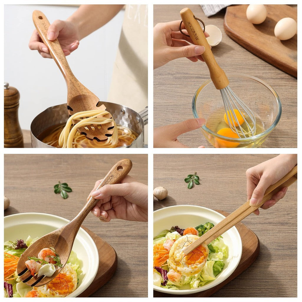 Conjunto de Utensílios de Cozinha em Madeira 8pcs | Alma & Casa
